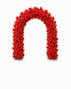 Arche florale XXL en roses rouges pour mariage