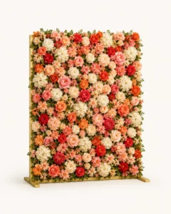 Mur floral XXL en fleurs roses, rouges et blanches